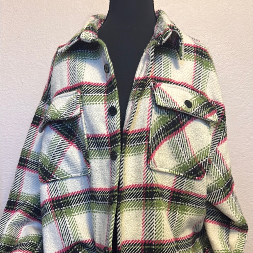 Wild Fable Pink and Green Utility Jacket Oversized Fit